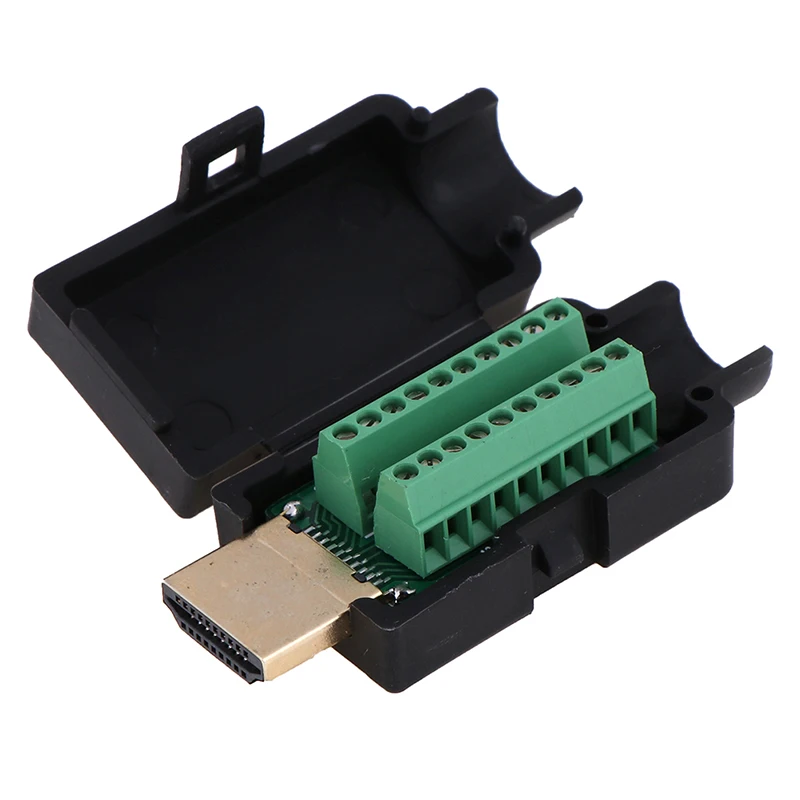 2,54 мм HDMI штекер 19P пробой терминалы Solderless разъем с черной крышкой 20-26AWG
