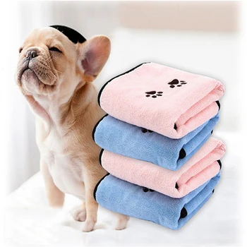 

2 Pcs Pet Dog Cat Towel Microfibre Bathrobe Towels Quick Drying Super Pet Absorbent Towels Dog Cleaning Supplies