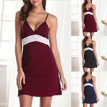 Wenyujh Для женщин модные, пикантные нижнее белье, одежда для сна, женские туфли с низким вырезом на спине халат ночные халаты больших размеров без рукавов с v-образным вырезом, Детское Белье для сна