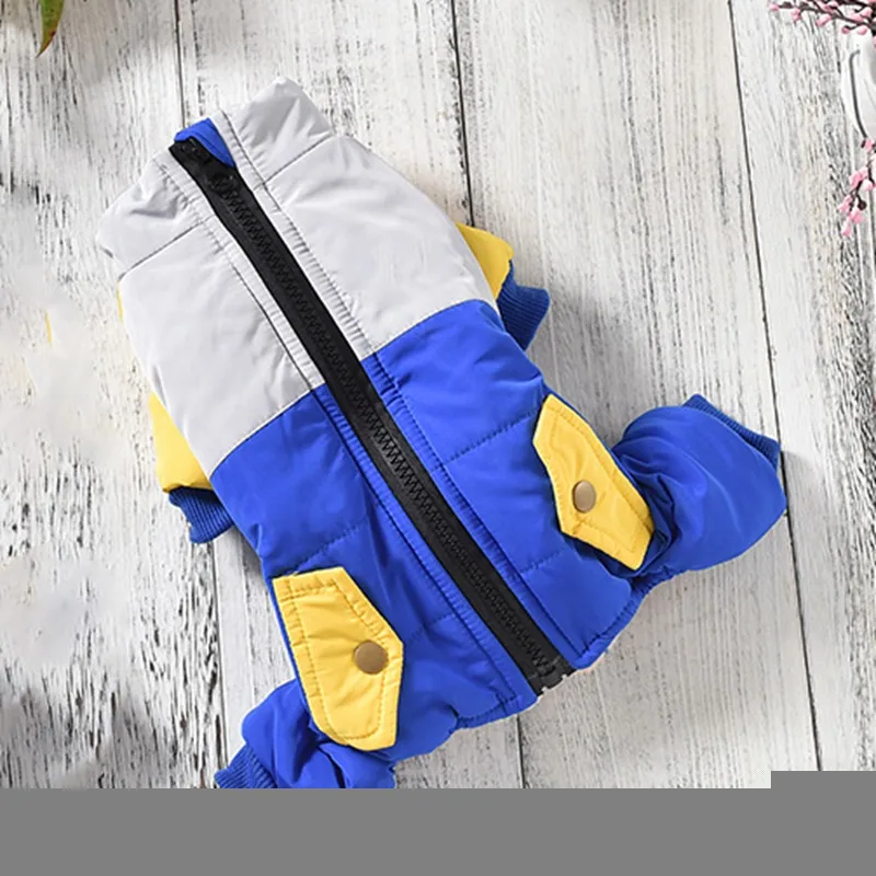 0908L Pet Coat Warm Dog Clothes Thick Winter Color Stitching Winter Jumpsuit for Dogsr Two Feet Cotton-padded Pet Clothes - Цвет: 0908L