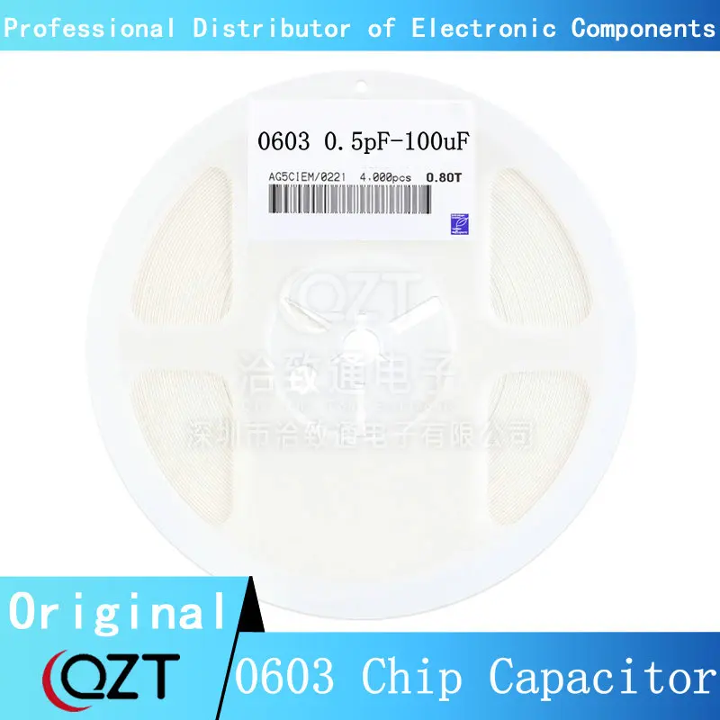 1reel 4000pcs 0603 50V SMD Thick Film Chip Multilayer Ceramic Capacitor 0.5pF-22uF 10NF 100NF 1UF 2.2UF 4.7UF 10UF 1PF 6PF