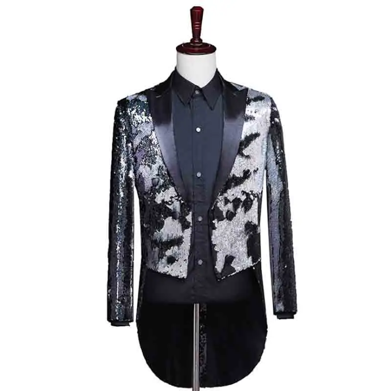 Мужской костюм смокинг с блестками мужской модный для певицы театра мага
