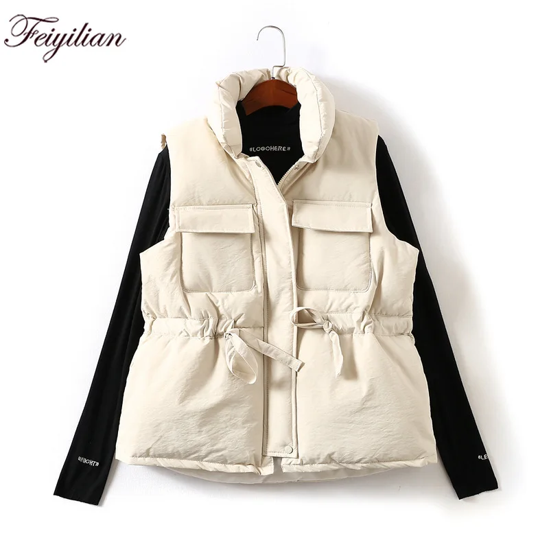 Осень/Зима Новый хлопковый жилет корейская мода Джокер талии короткая