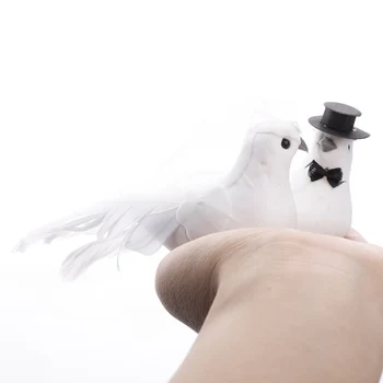 

15*8*7 cm 12pcs/set White Foam Doves Cute Small Artificial Feather Bird Photo Props Home Table Garden Bonsai Wedding Store Decor
