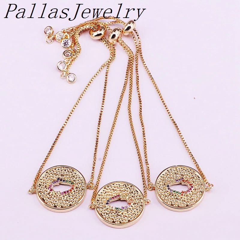 10 шт. Модный золотой цвет Pave CZ полые Хамса рука в круглый разъем браслет для женщин ювелирные изделия