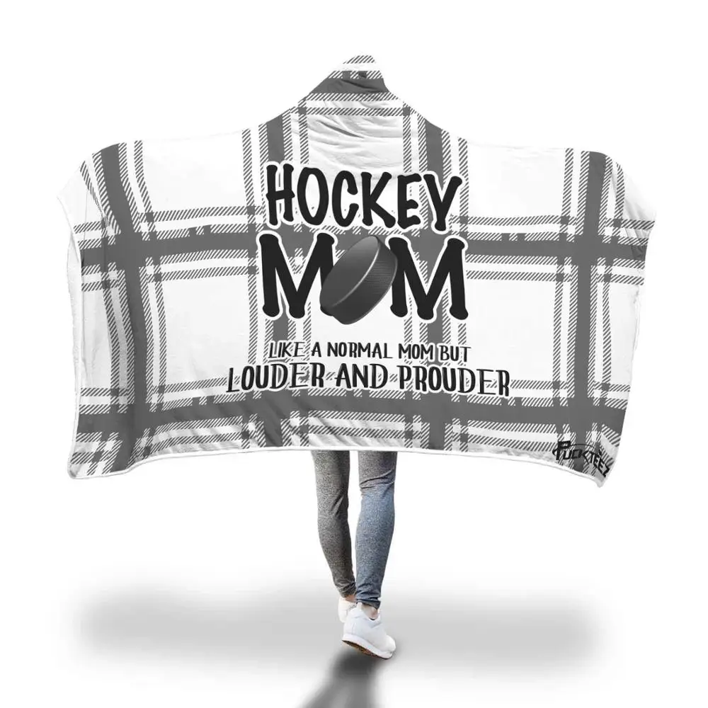 Sport Mom Hockey Soft Back to School Blanket In Cap Warm Blanket For Couch Throw Travel Hooded Blanket Anime Blanket