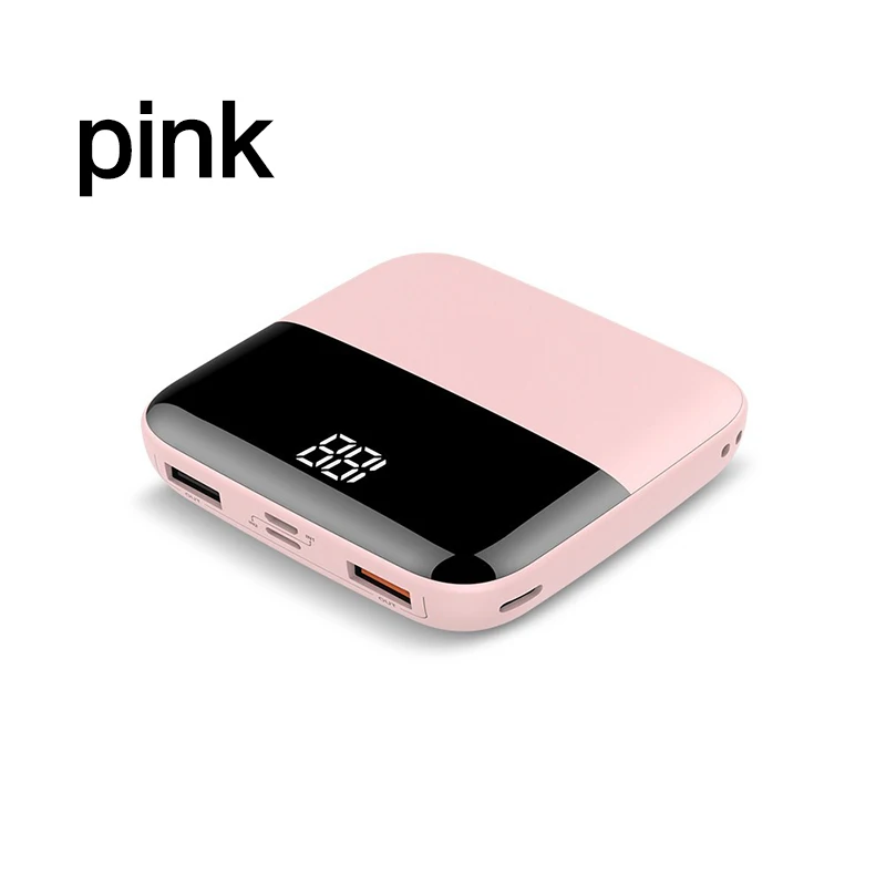 Pink 20000 мАч Мини Внешний аккумулятор светодиодный дисплей двойной USB 2.1A Быстрая зарядка портативный внешний аккумулятор для Xiaomi 9 iPhone XR samsung S10 внешний аккумулятор - Цвет: Pink