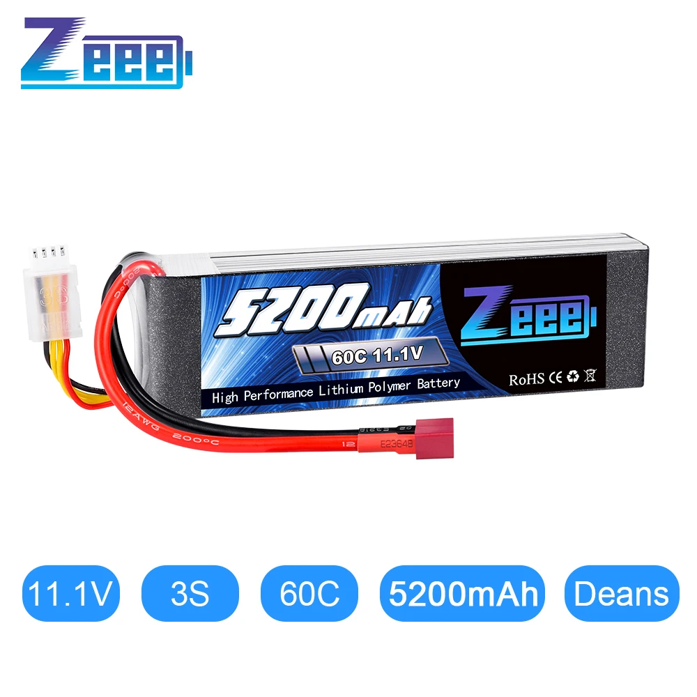 Zeee 3S литий полимерный аккумулятор 11 1 В 60C 5200 мАч с разъемом Deans для
