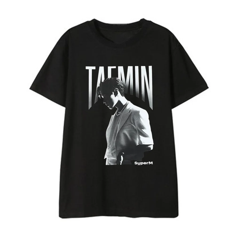 K-pop SuperM официальные фото Стиль поддержки футболки Kpop SuperM TAEYONG Кай BAEKHYUN TAEMIN короткий рукав футболки летние топы