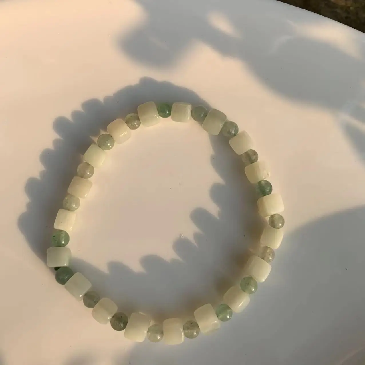 5MM Genuine Natural Prehnite cube Bracelet Stretch Crystal Gift Woman