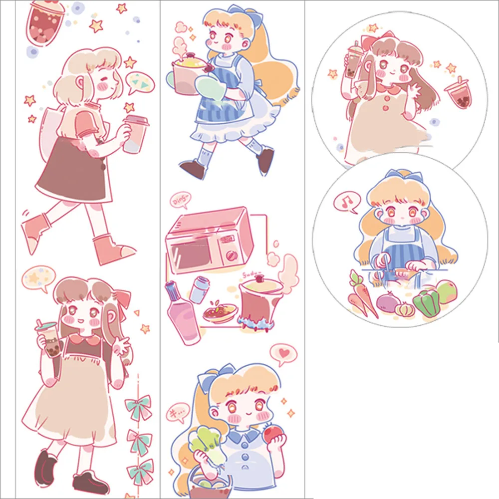 

WOKO Special ink 43mm Lovely Cook Girl Milk Tea Girl Washi Tape DIY Decoration Scrapbooking Planner Masking Tape Adhesive Tape