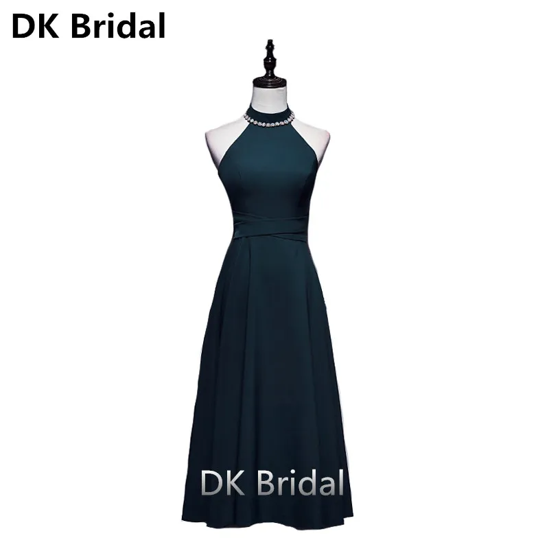 

Sexy Long Crystal Evening Dress Pageant Gown Sleeveless Floor-length Back Bow Ribbons Formal Prom Party Gowns Robe de Soiree