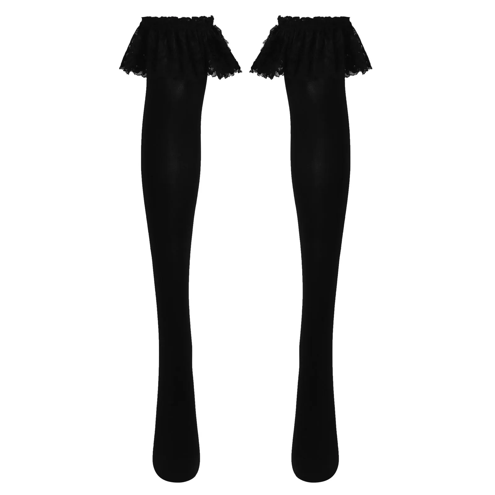 Cosplay&ware Women Sheer Soft Thigh High Long Stockings With Lace Trimming Ladies Tube Over Knee Socks Japanese Harajuku -Zentai shop online Hadeb7387277b4f759795f220f2b218315.jpg