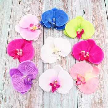 

200Pcs Fake Butterfly Orchid Flower Head 9cm * 10cm Simulation Phalaenopsis for DIY Bridal Bouquet Background Wall Accessories