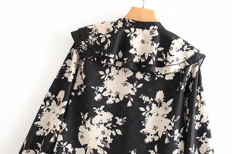 Увядшие в английском стиле элегантные цветочные печати оборками blusas mujer de moda кимоно блузка женские топы и блузки размера плюс