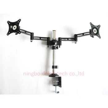 

LCD-T502D aluminum 360 rotate full motion 10-27" double monitor table mount dual computer desktop support bracket holder