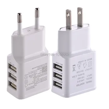 

3 Usb Ports Eu US AC home Travel wall Charger Power Adaptor For Samsung LG android phone pc mp3