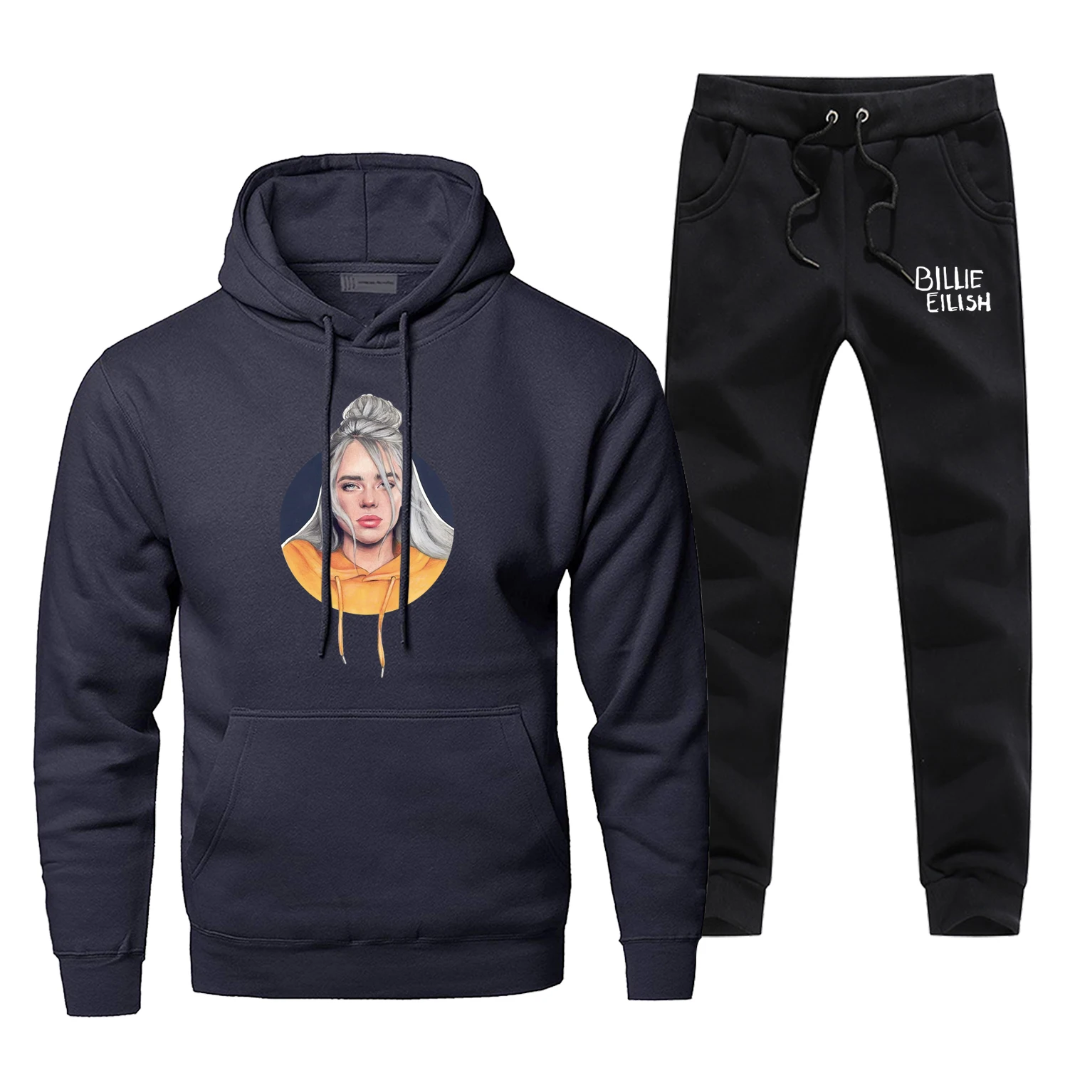 Billie Eilish толстовки брюки мужские наборы Модный костюм Bad Guy Kpop набор брюки и футболка спортивные штаны Спортивная одежда осень 2 шт. спортивный костюм