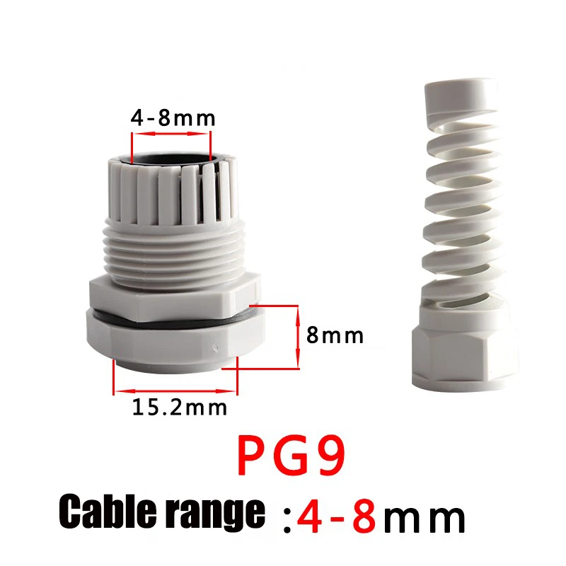 5 шт. IP68 Водонепроницаемый M12 PG7/PG9/PG11 кабельный уплотнитель рукав разъем пластиковый винт стресс протектор 3-6 мм анти-изгиб - Цвет: PG9white
