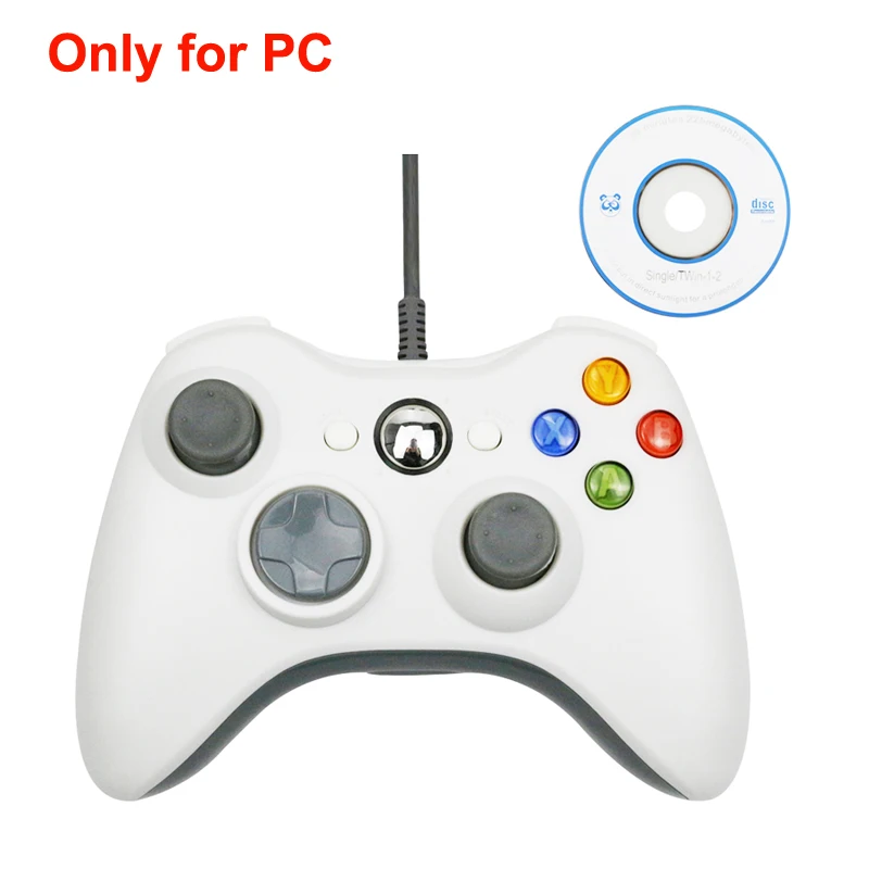 White for pc USB проводной Вибрационный геймпад джойстик для ПК игровой контроллер для Windows 7/8/10 не для Xbox 360 джойстика с высоким качеством - Цвет: White for pc