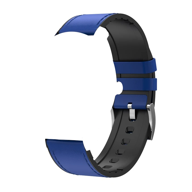 Blue leather LEMDIOE умные аксессуары для 22 мм Смарт-часы сменный ремешок L7 L9 DT зарядка из нержавеющей стали Силикагель кожаный ремешок - Цвет: Blue leather