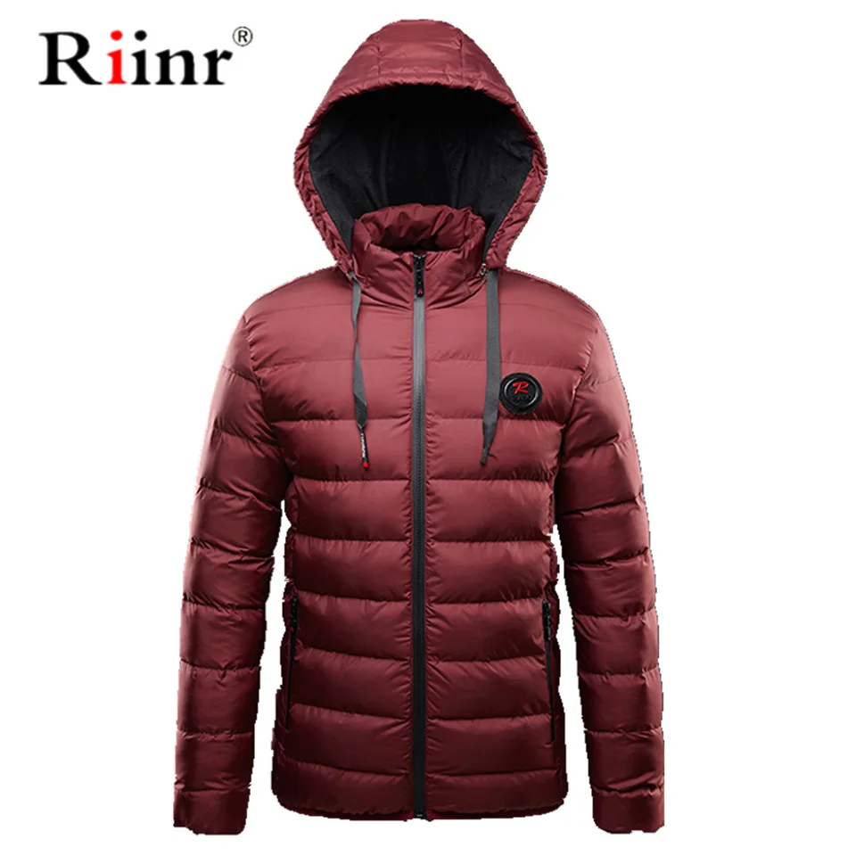 Мужская зимняя куртка с капюшоном Riinr Повседневная парка на молнии теплая