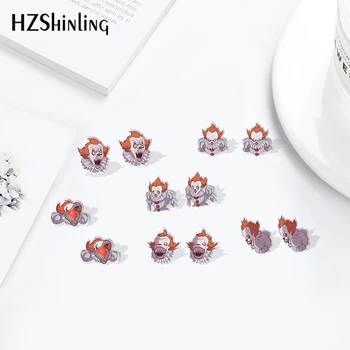 

2020 New Cartoon Penny Wise Joker Acrylic Earrings Shrinky Stud Earrings Resin Epoxy