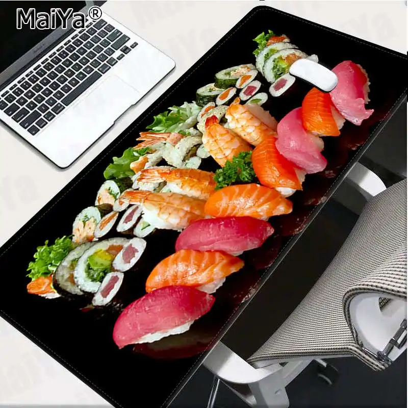 Maiya статическая еда Sushi1 Блокировка края коврик для мыши игра скорость/Управление версия большой игровой коврик для мыши