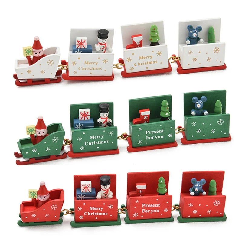 Счастливые деревья деревянный Рождественский поезд с снеговиком украшение