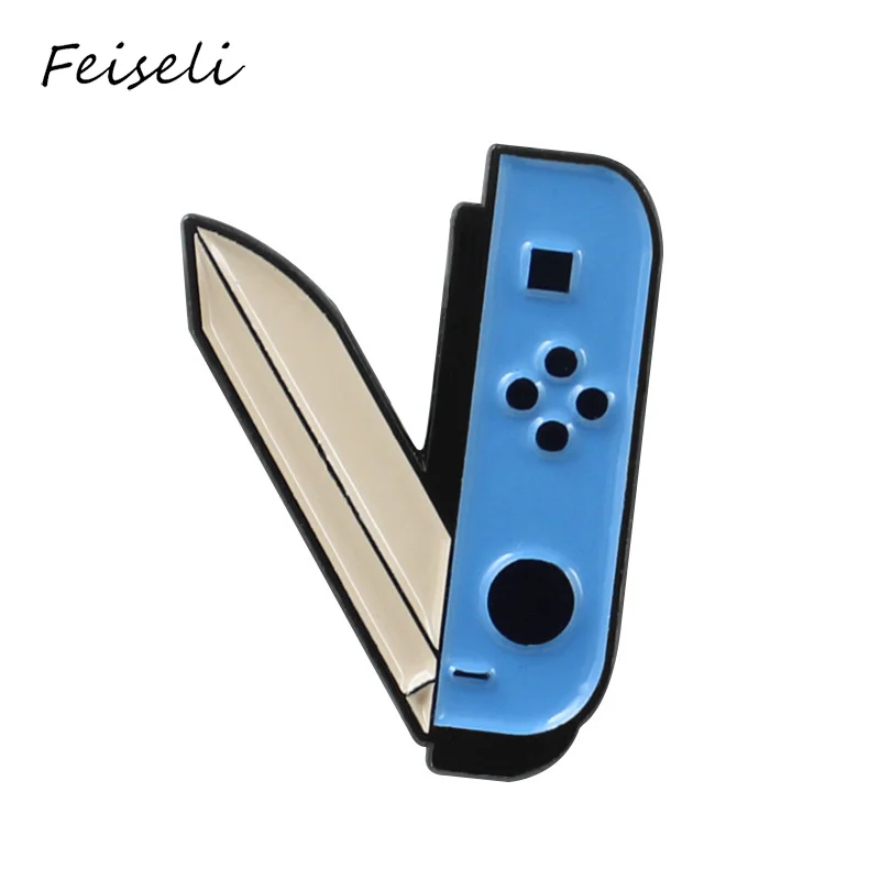 Feiseli креативная игра ручка Форма нож брошь для мужчин Дети милый мультфильм одежда воротник металлические значки школьная сумка значок