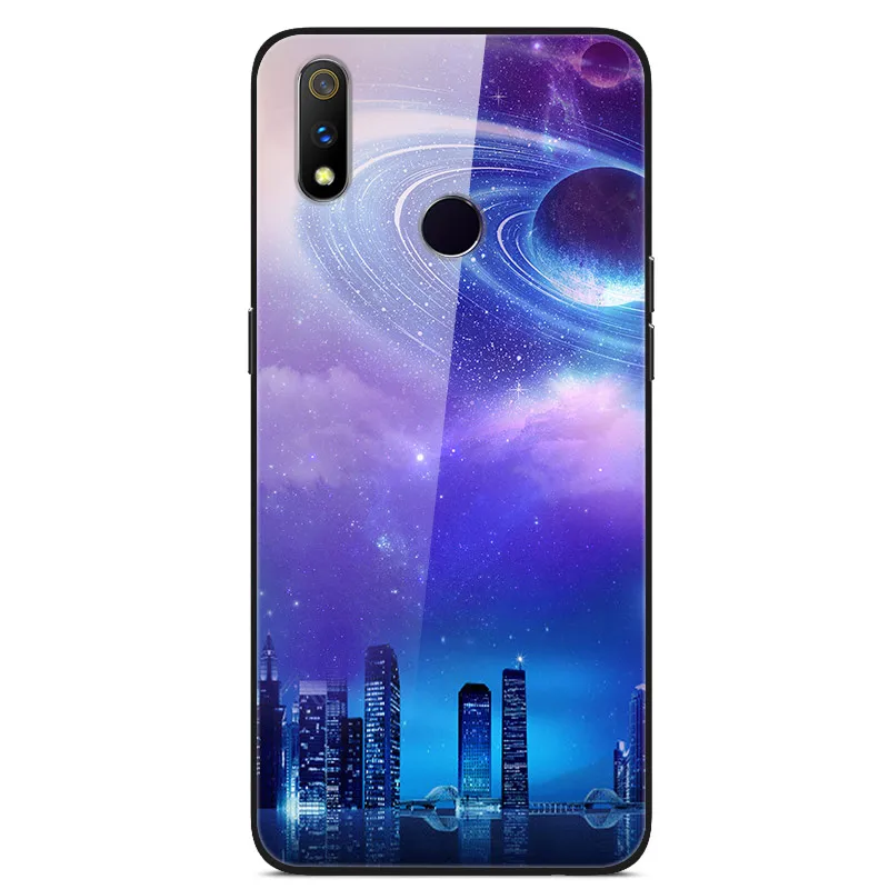Для OPPO Realme 3 Чехол Realme3 закаленное стекло планета Космос крышка стекло задняя крышка чехол для OPPO Realme 3 Coque оболочка для Realme 3 6,22
