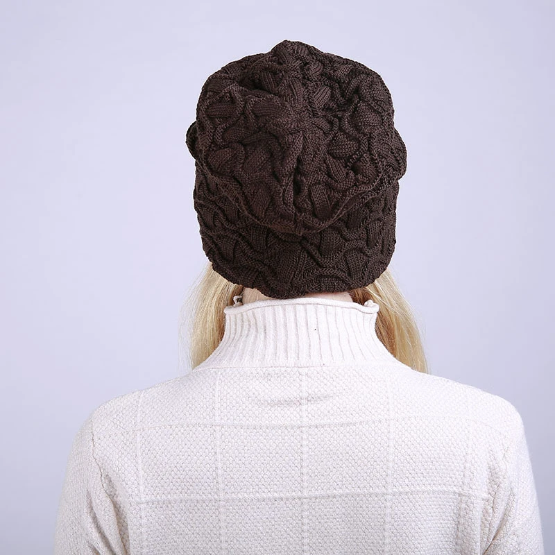 Зимние шапки для женщин вязаная шапка в стиле хип хоп женская теплая с напуском