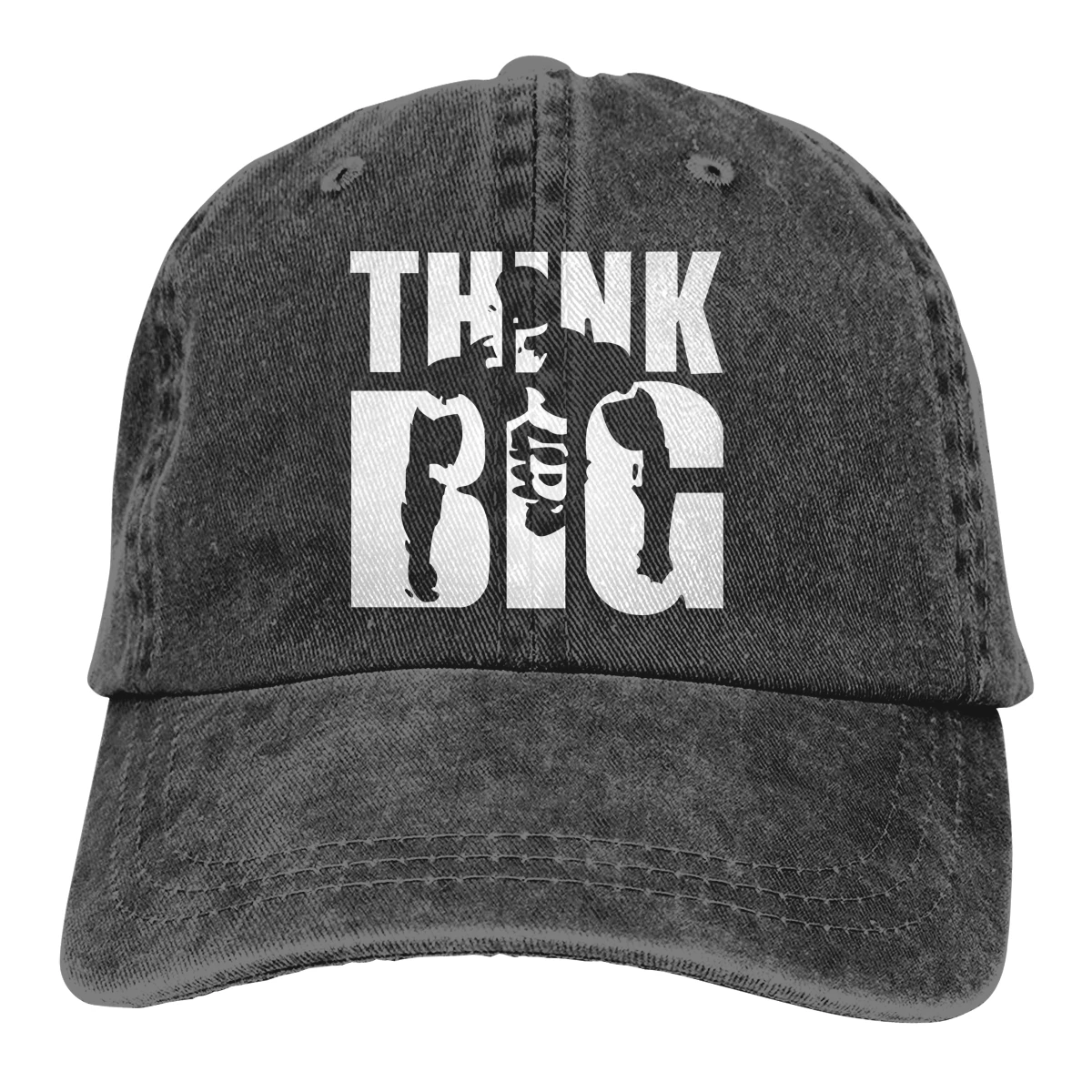 Think Big Man Casquette черные унисекс Мужские Женские джинсовые бейсболка с ремешком кепки Регулируемая шляпа для гольфа папа