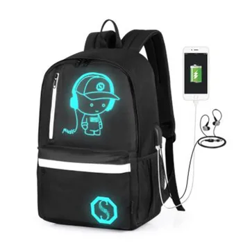

New Men Backpack Student School Anime Luminous USB Charge Laptop Computer Backpack SchoolBag For Teenager Anti-theft Boys 2020