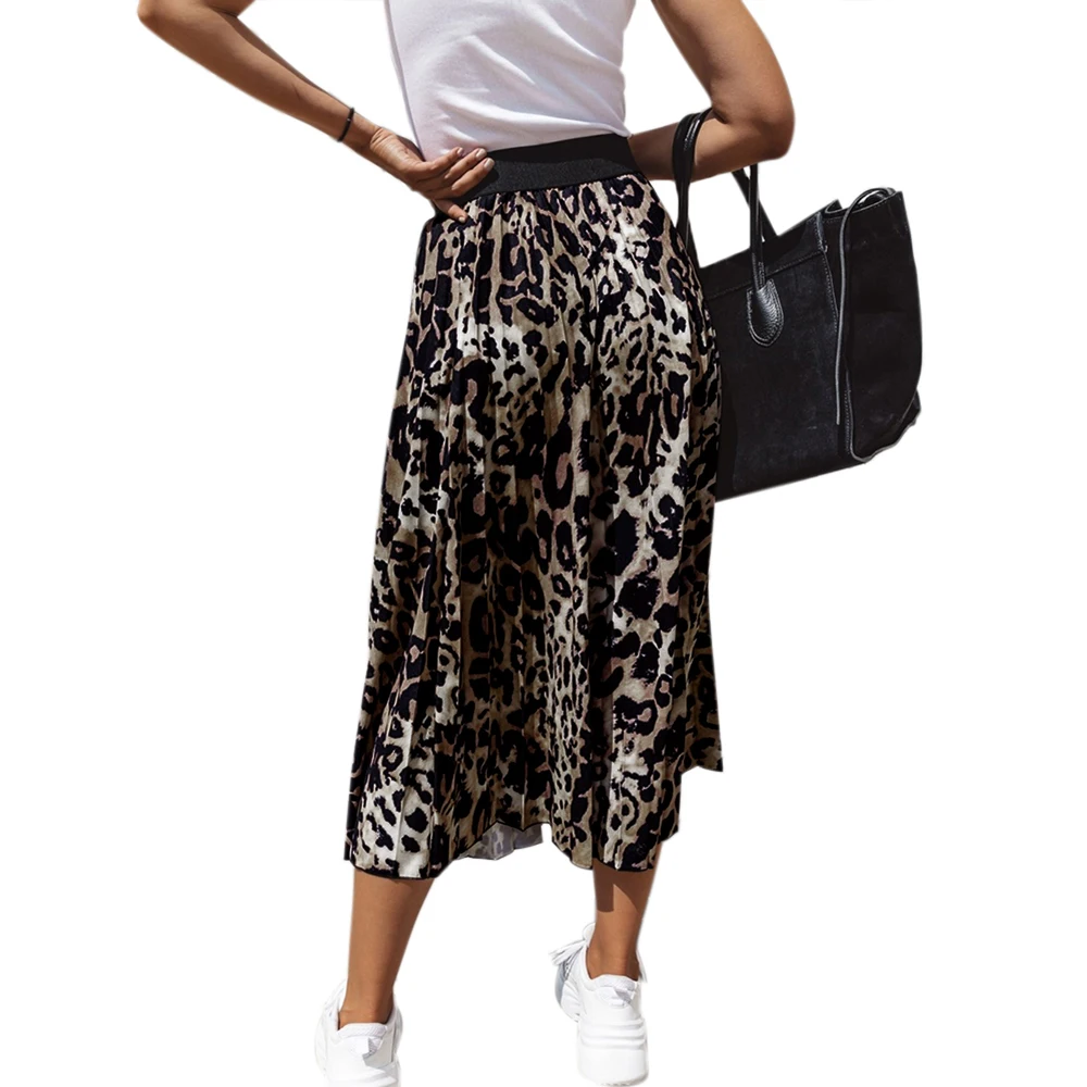 Женская юбка с леопардовым принтом faldas mujer винтажная миди-юбка высокой талией