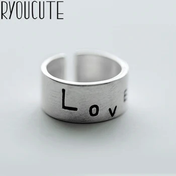 

Vintage Silver Color LOVE Letter Rings for Women Adjustable Size Rings For Men Thai Silver Jewelry