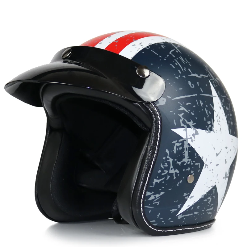 Мотоциклетный шлем в стиле ретро capacete 3/4 с открытым лицом Половина шлем-каска мото все сезоны с очками - Цвет: 1