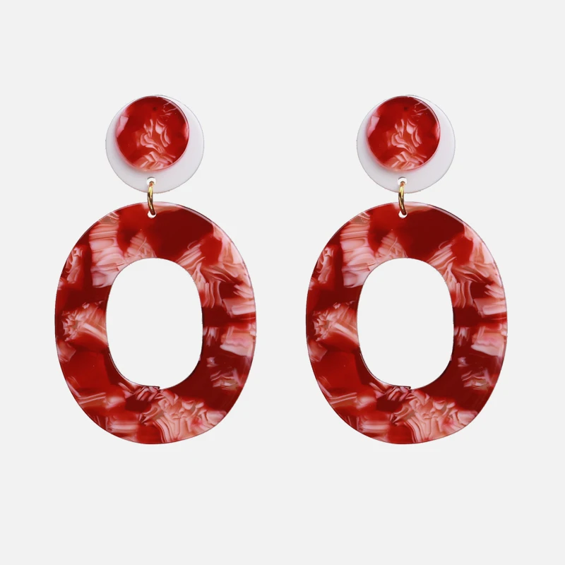 Ztech Red Resin/Crystal Drop Earrings For Women Handmade Fringed Tassel Dangle Statement Wedding Earrings Party Christmas Gift