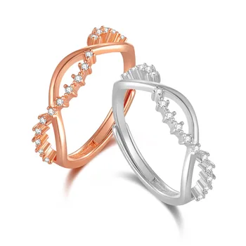 

925 Sterling Silver 18K Rose Gold Women Ring Jewelry For Marriage Proposal Simulation Diamond Mounted Zircon Present Girlfriend