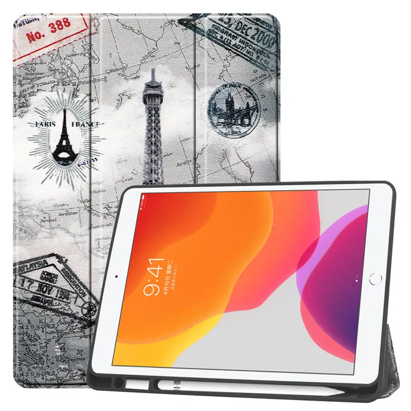 P007 Чехол для iPad 10,2 чехол с держателем карандаша Funda для Apple iPad 7th Smart Case A2200 A2198 A2232 силиконовая Мягкая подставка Shell - Цвет: P007