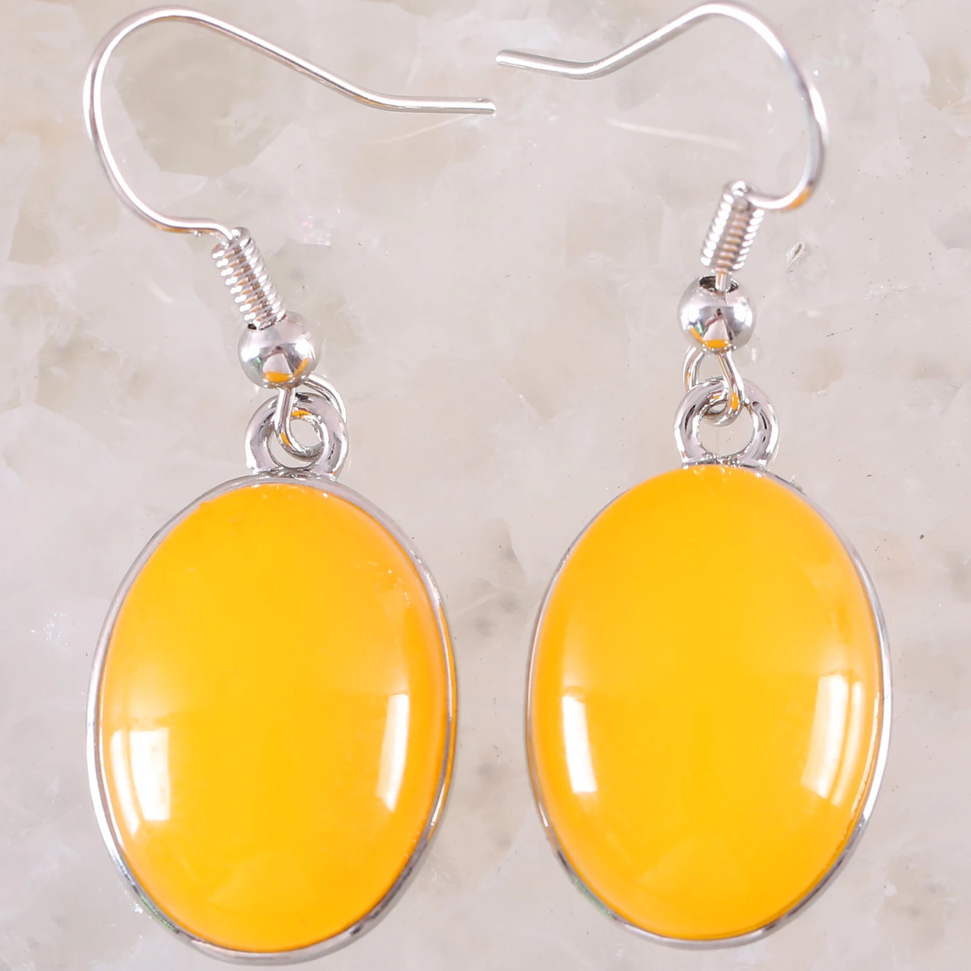Natural Stone White Opal Howlite Dangle Drop Earrings for Women Gem Blue Lapis Cabochon CAB Oval Beads