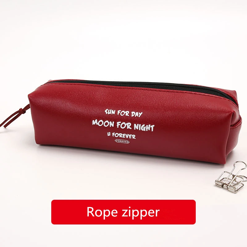 Red Чехол-карандаш, кожаный, школьный, розовый, черный, trousse scolaire stylo kawaii, чехол, корейский, estuche escolar kalem kutusu - Цвет: Red