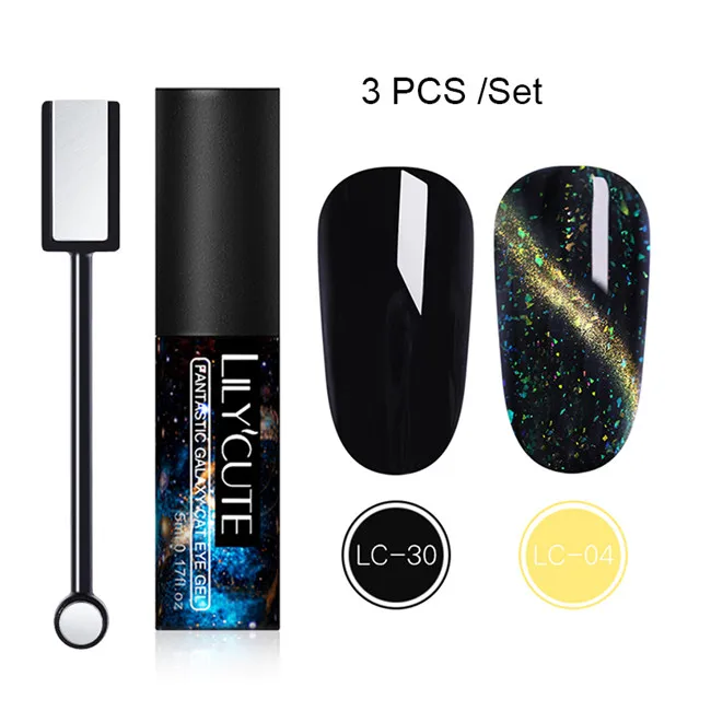 3pcs 4 LILYCUTE 5 мл 9D Хамелеон для использования с магнитом Гель-лак Сияющий мерцающий фиолетовый зеленый Смешанные цвета Дизайн ногтей замочить от УФ-гель-лака - Цвет: 3pcs 4