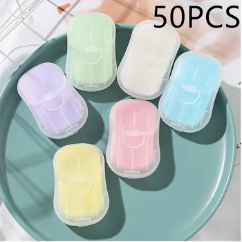 50pcs/box Soap Paper For Outdoor Travel Portable Goods Disposable Mini Hand Washing Soap Clean Scented Slice 1