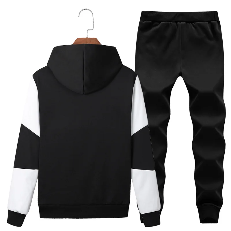 

Men Casual Sports Long Sleeve Large Size Hooded Pullover Hoody Printed Letter-Style Two-Piece Set