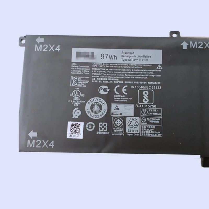97WH Литий-ионный аккумулятор для ноутбука 6GTPY для DELL Precision XPS15 XPS 15 9550 9560 серии 11,4 V 97WH 8083mAh - Цвет: 97WH