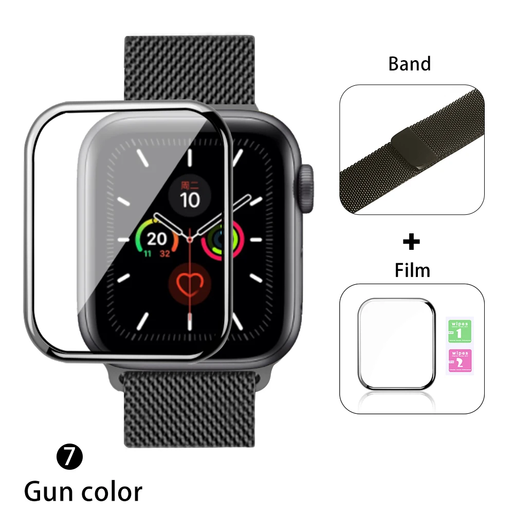 Flim+ ремешок для Apple Watch 5 ремешок 44 мм 40 мм iWatch ремешок 42 мм 38 мм Миланская петля браслет металлический ремешок для Apple watch 4 3 2 1 - Цвет ремешка: Gun color