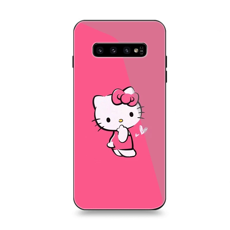Чехол для телефона Стекло для samsung A10 A20 A30 A40 A50 A60 A70 S7 край S8 S9 S10 плюс Чехол рисунок «Hello Kitty» милый
