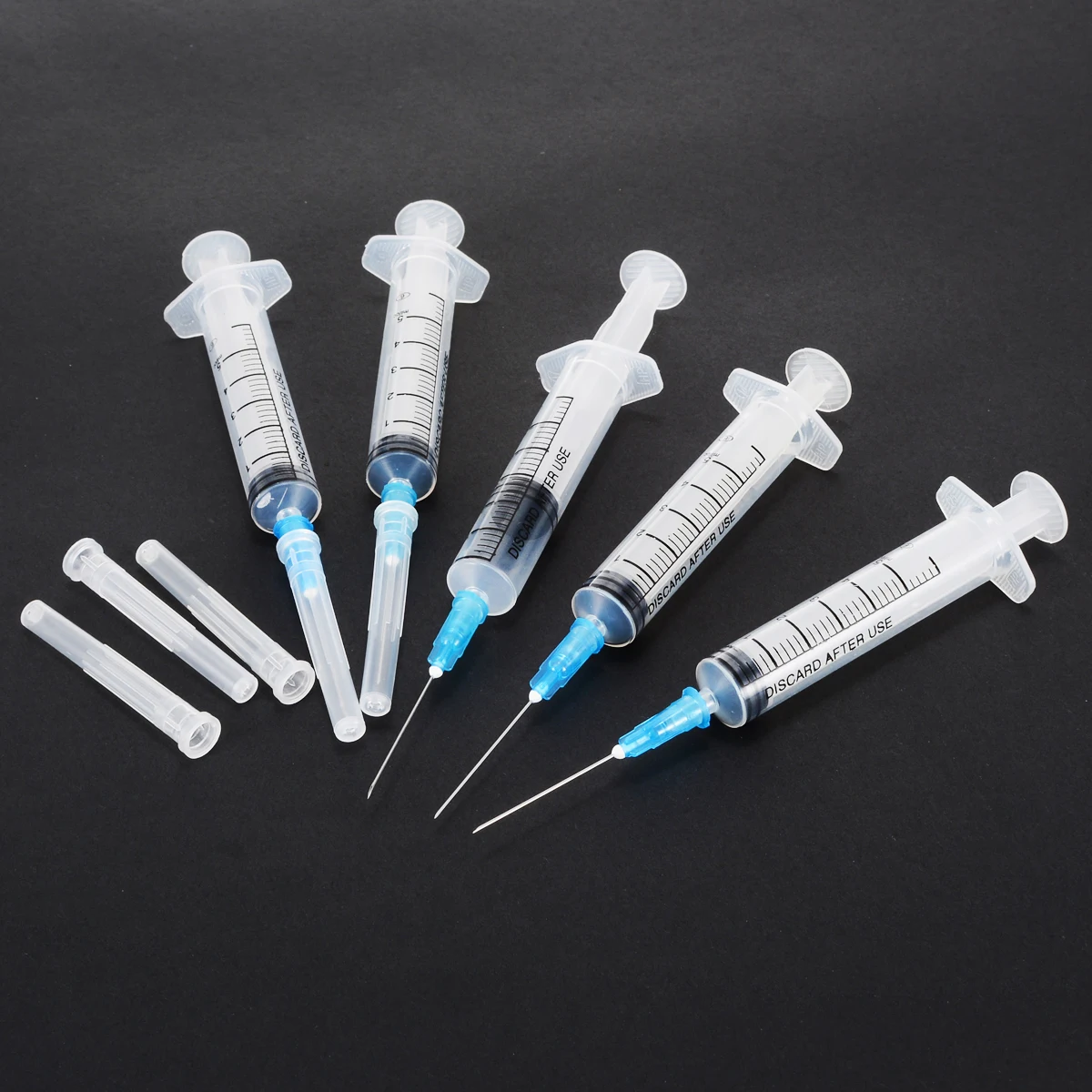 10pcs Transparent 5ml Plastic Sterile Syringes With Sharp End Tip Needle and Storage Caps For Industrial Glue Tools