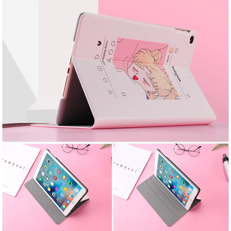 Автоматический будильник смарт-чехол с подставкой для Планшеты ipad Mini1 на возраст 2, 3, 4, 5, ipad air 2 3 pro 10,5 Мультфильм защитный чехол для ipad 2, 3, 4 18 9,7